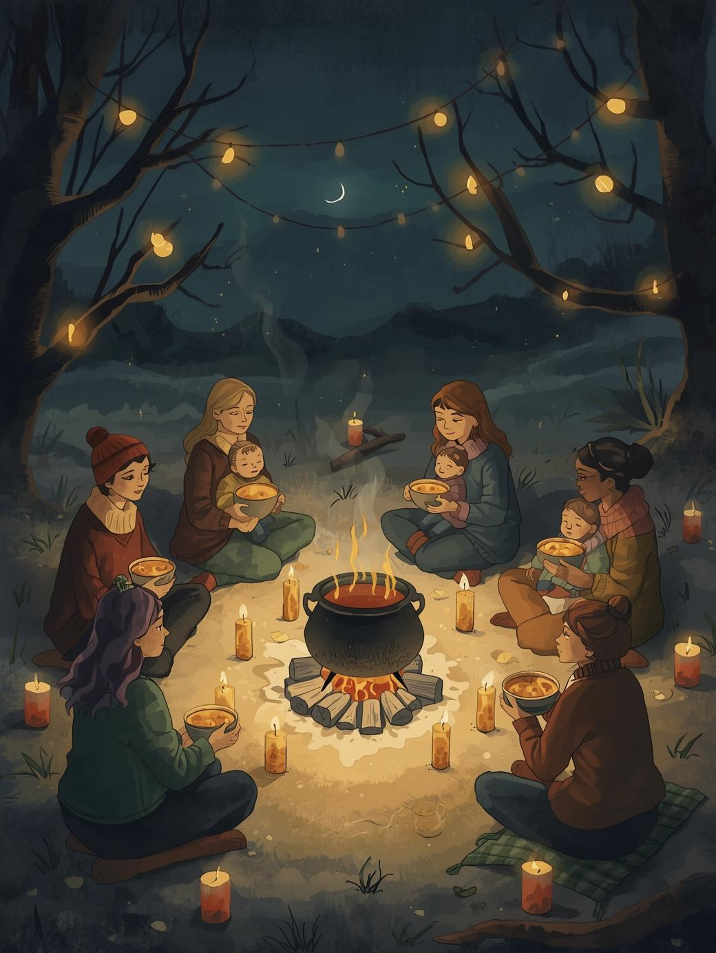 Stone Soup Gathering by Candlelight